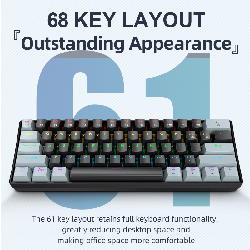 Gaming Accessories Combo - APAYADO K61 Mini Klawiatura Mechaniczna, Przewodowa,