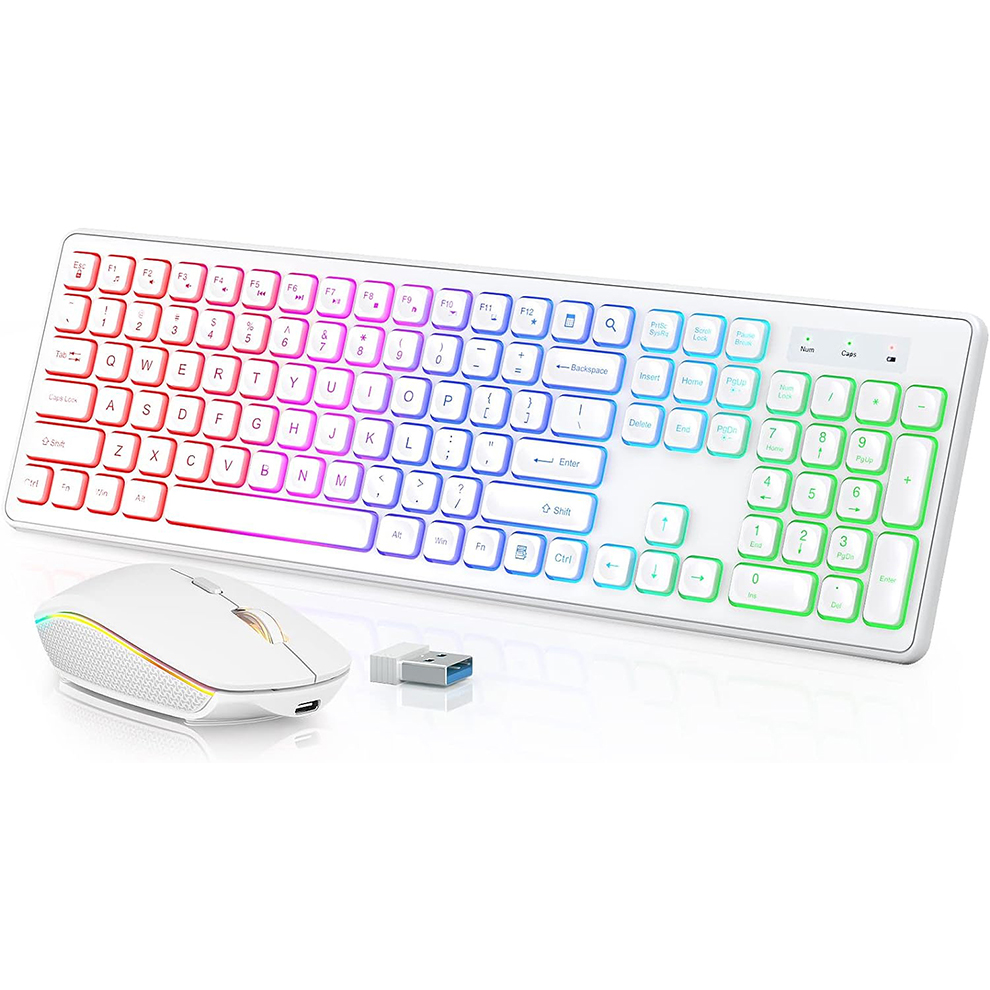 Gaming Accessories Combo - Podświetlana bezprzewodowa klawiatura i mysz, ciche